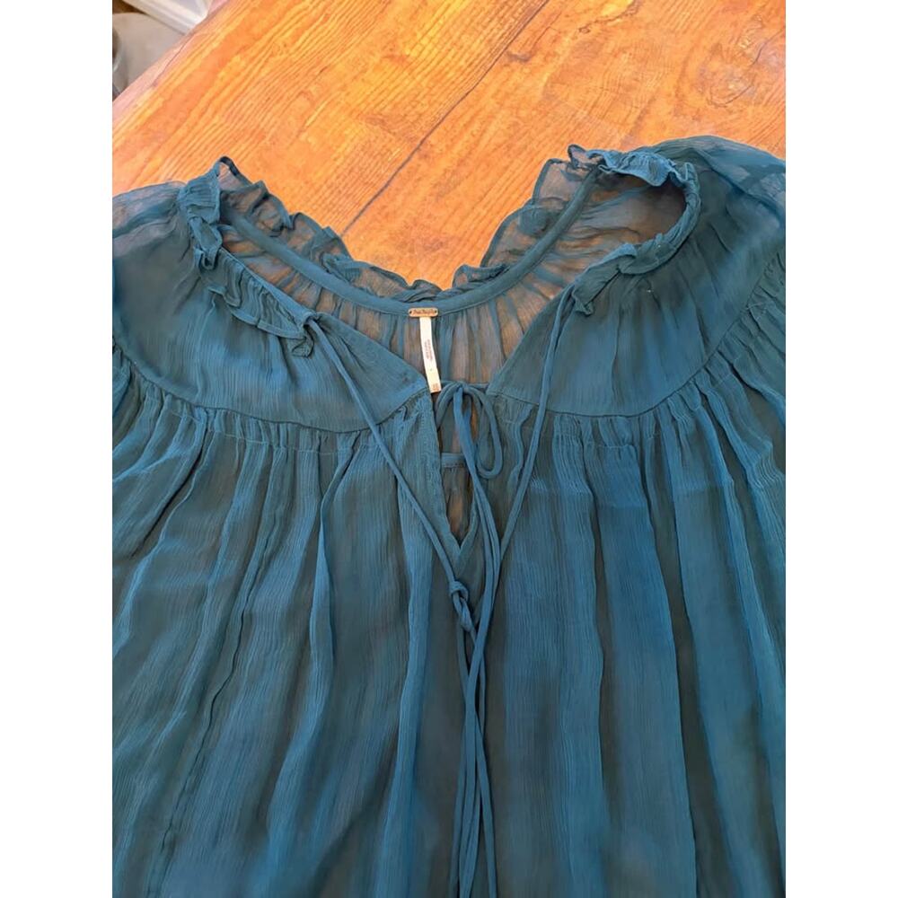 Sz XS - Free People Boho Sheer Sequin Top - Picture 4 of 6